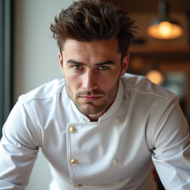 Portrait of Liam O'Connell, Lead Cake Designer, meticulously adding details to a tiered wedding cake.
