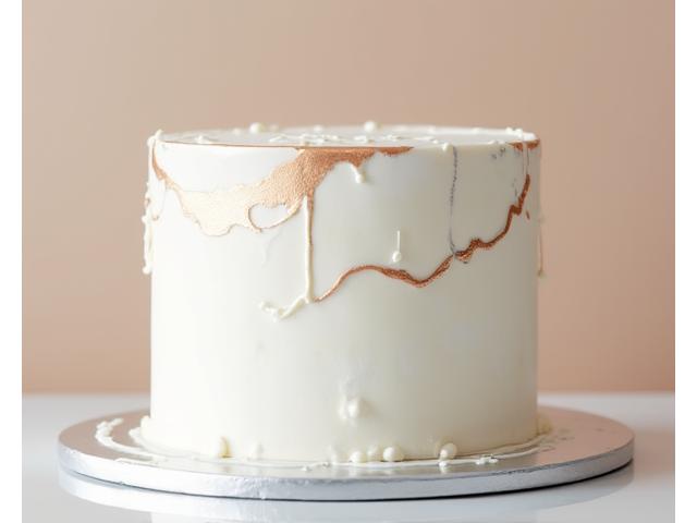 Anniversary cake with subtle metallic silver and gold accents.