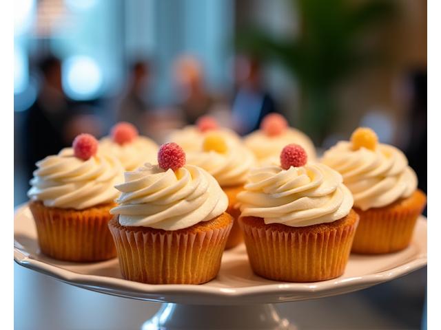 Variety of mini corporate branded cupcakes for employee appreciation.