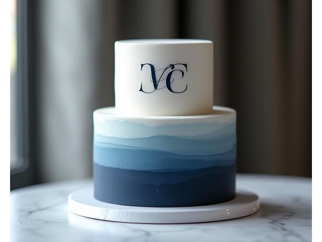 Corporate cake with a distinct company logo on top, sleek and professional.