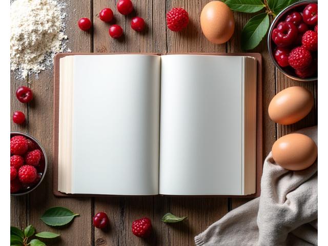 Open cookbook with fresh ingredients