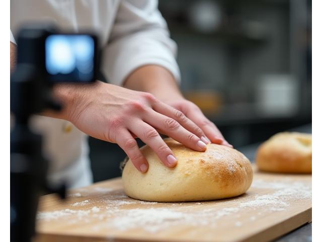 Hands demonstrating bread shaping technique