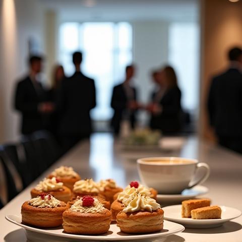 Professional event with catered pastries and coffee