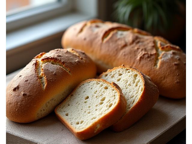 Assortment of freshly baked artisan breads, including sourdough and rye loaves, on a rustic wooden board.