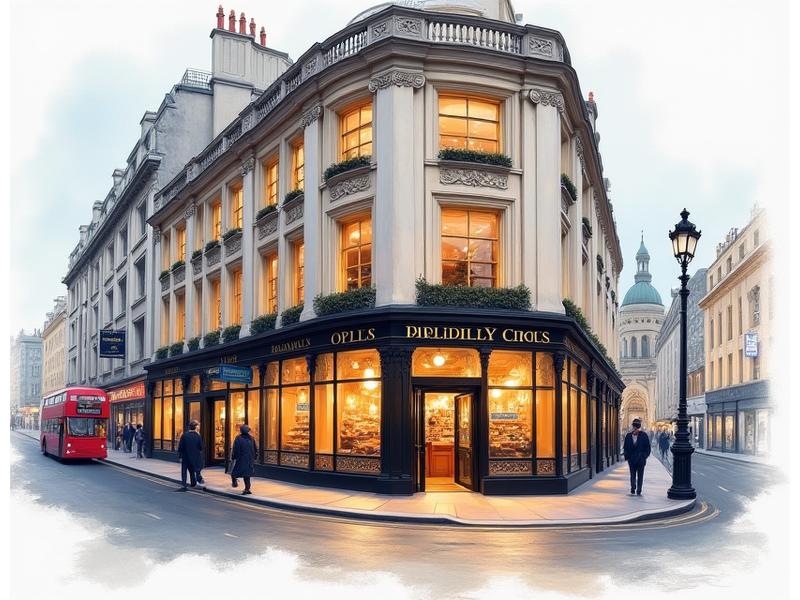 Stylized map highlighting Flourish & Crumb's bakery location in Piccadilly Circus, London.