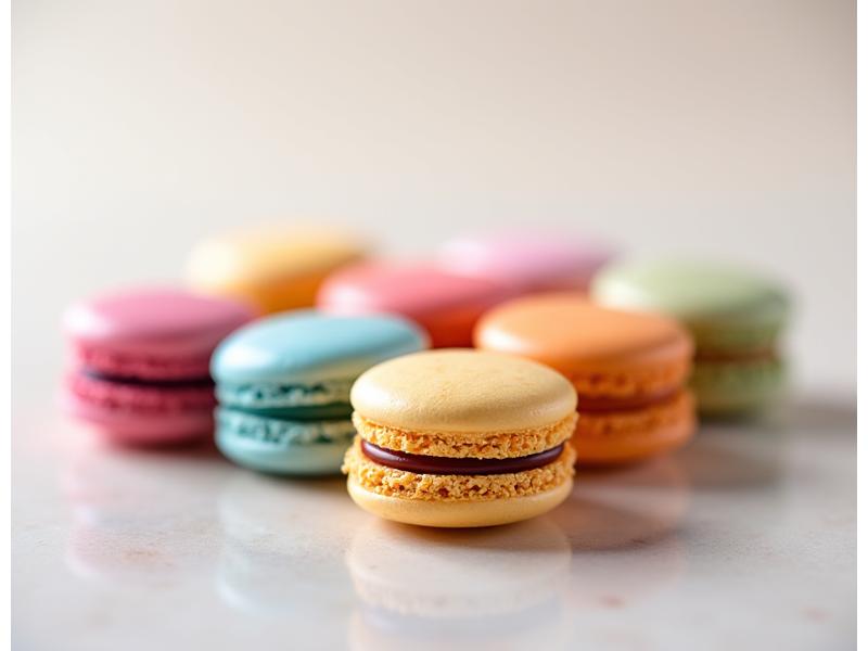 Assortment of colorful gourmet macarons with delicate shells