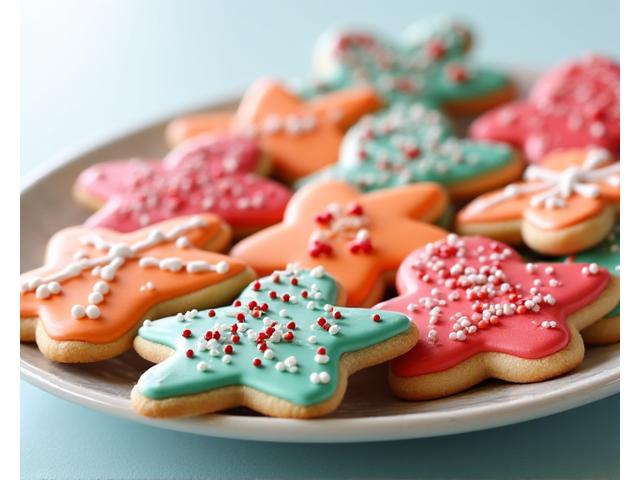 A selection of brightly frosted nut-free sugar cookies.
